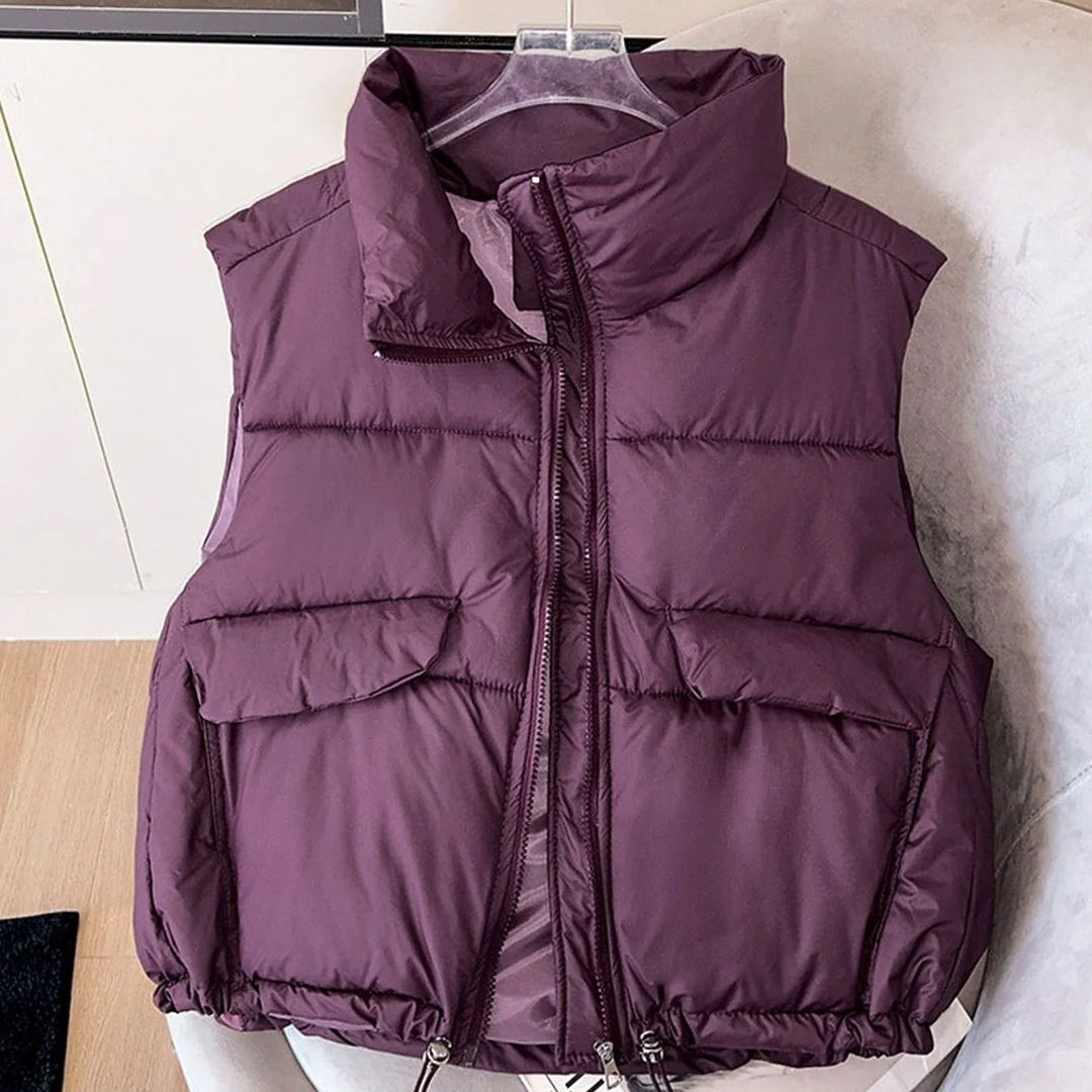 Elfriede | Damen Steppweste Bodywarmer Stehkragen Kordelzug Boxy-Schnitt 1