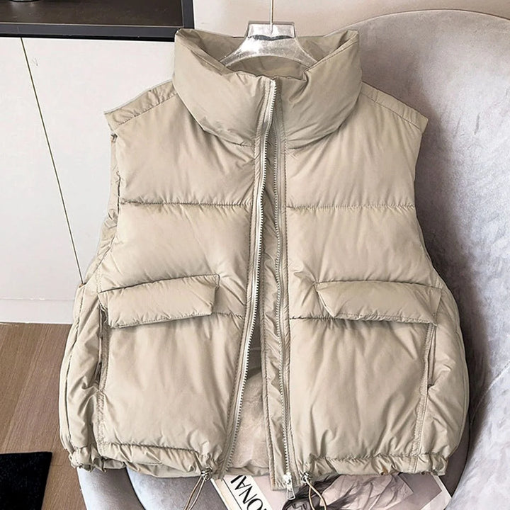 Elfriede | Damen Steppweste Bodywarmer Stehkragen Kordelzug Boxy-Schnitt 2