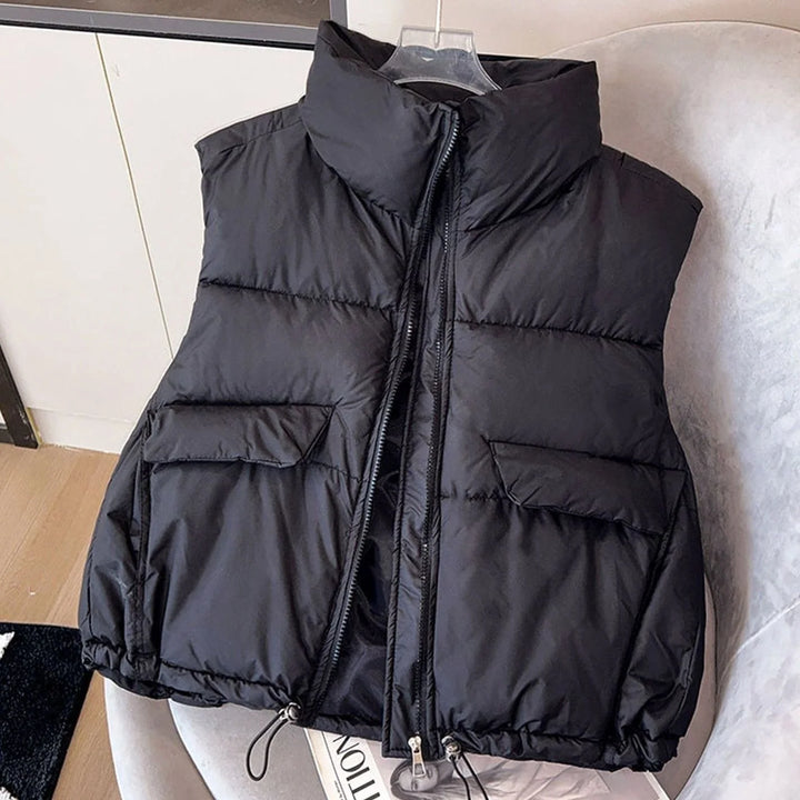 Elfriede | Damen Steppweste Bodywarmer Stehkragen Kordelzug Boxy-Schnitt 3