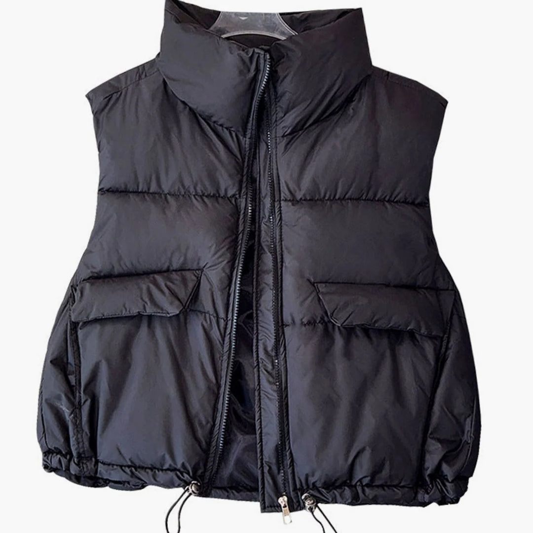 Elfriede | Damen Steppweste Bodywarmer Stehkragen Kordelzug Boxy-Schnitt 4
