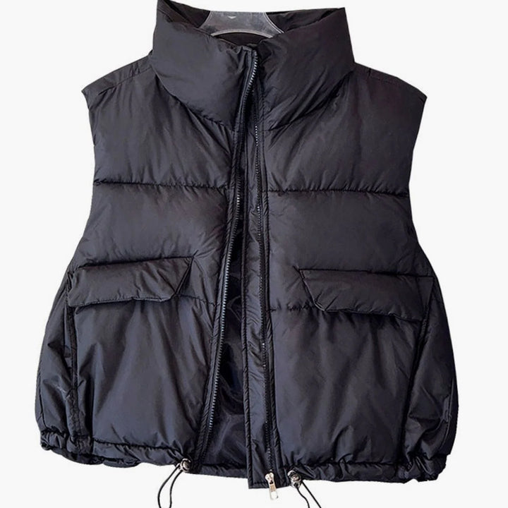 Elfriede | Damen Steppweste Bodywarmer Stehkragen Kordelzug Boxy-Schnitt 4