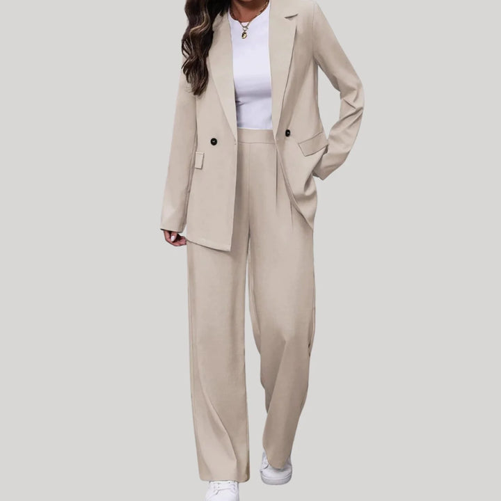 Emilia | Damen Taillierter Zweireihiger Hosenanzug mit Weiter Hose 10