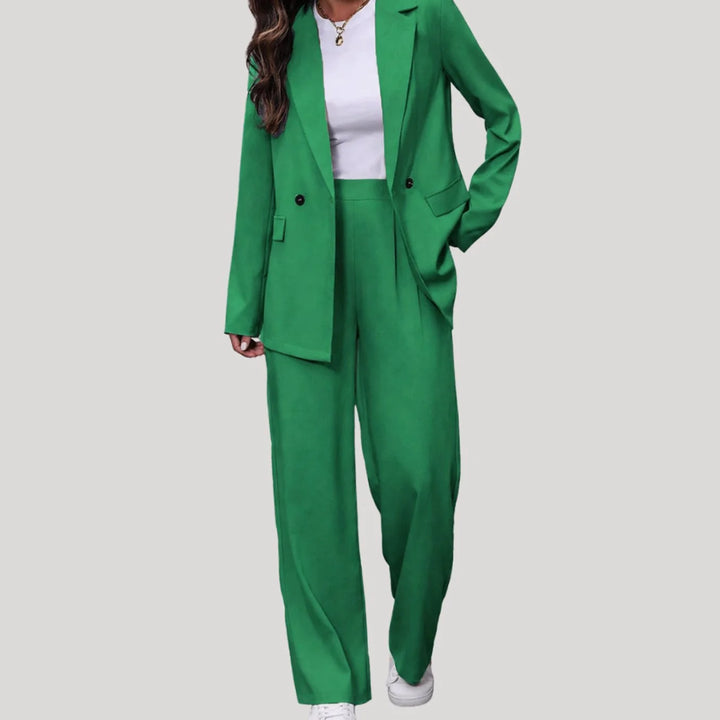 Emilia | Damen Taillierter Zweireihiger Hosenanzug mit Weiter Hose 13