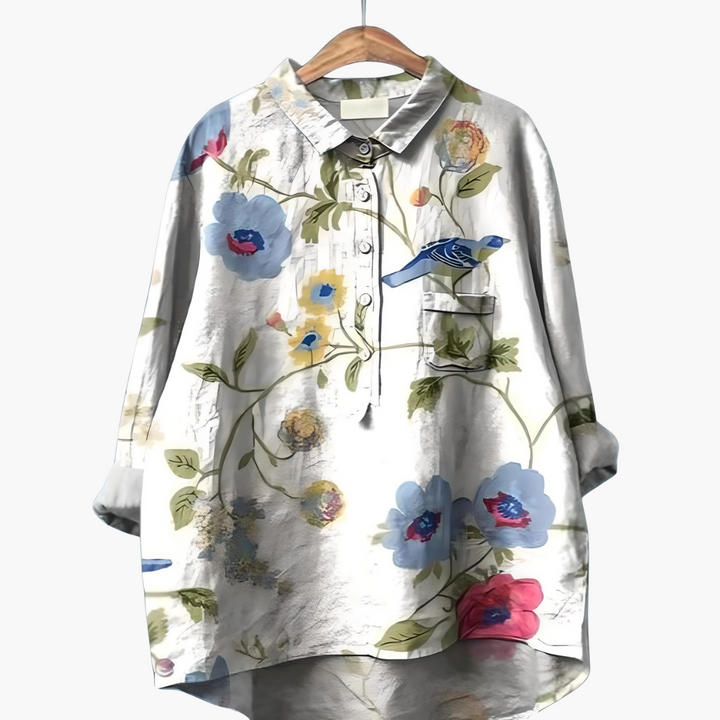 Floral Print Long Sleeve Blouse - Summer Tops for Women, Lightweight and Relaxed Fit 12