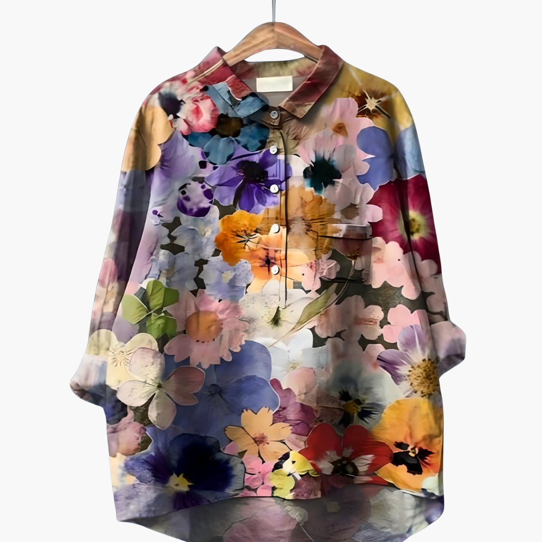 Floral Print Long Sleeve Blouse - Summer Tops for Women, Lightweight and Relaxed Fit 2