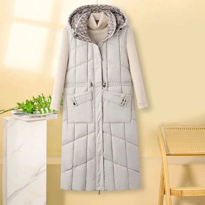 Greta | Damen Langer Stepp-Bodywarmer mit Kapuze und Multifunktionstaschen 2