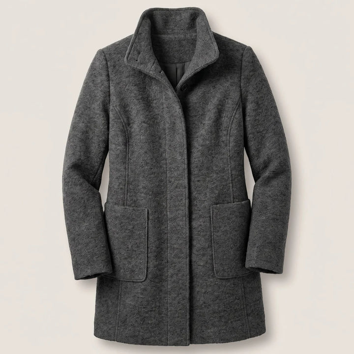 Greta | Damen Mantel mit Stehkragen Longline Knopfleiste Trenchcoat 13