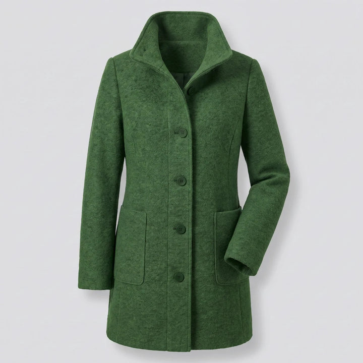 Greta | Damen Mantel mit Stehkragen Longline Knopfleiste Trenchcoat 14