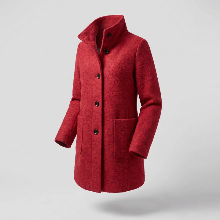 Greta | Damen Mantel mit Stehkragen Longline Knopfleiste Trenchcoat 4