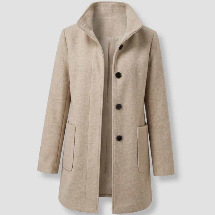 Greta | Damen Mantel mit Stehkragen Longline Knopfleiste Trenchcoat 5