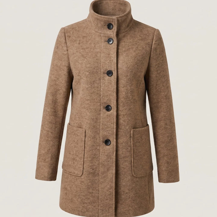 Greta | Damen Mantel mit Stehkragen Longline Knopfleiste Trenchcoat 7