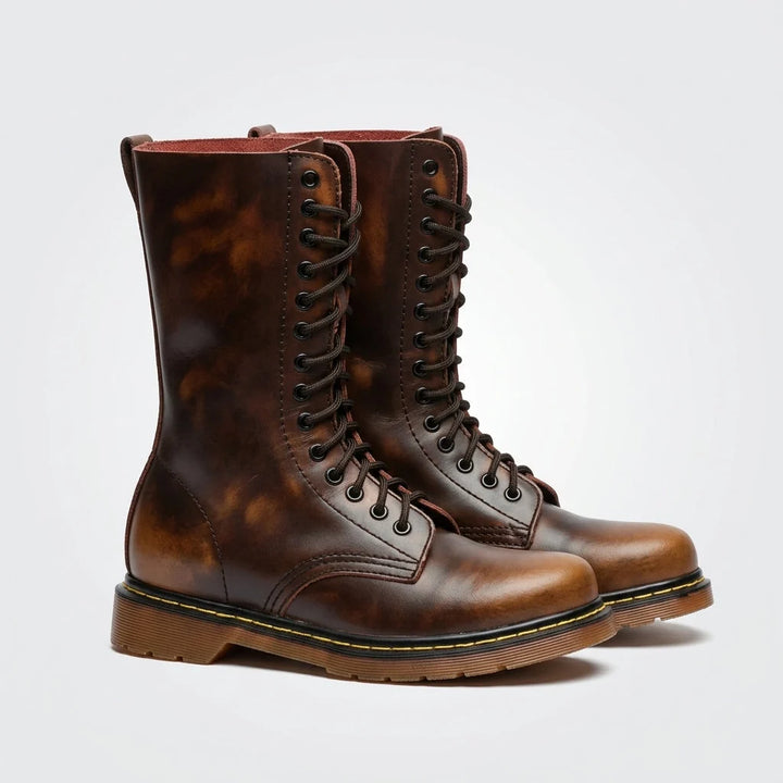 Herren Combat Boots aus Leder mit Profilsohle 0