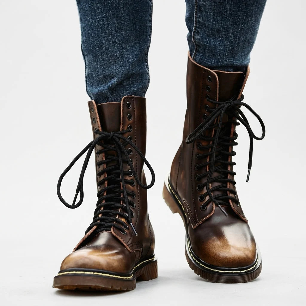 Herren Combat Boots aus Leder mit Profilsohle 2