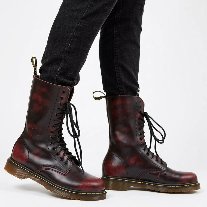 Herren Combat Boots aus Leder mit Profilsohle 6