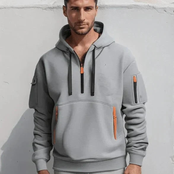 Herren Hoodie mit Reißverschluss und Fronttasche 1