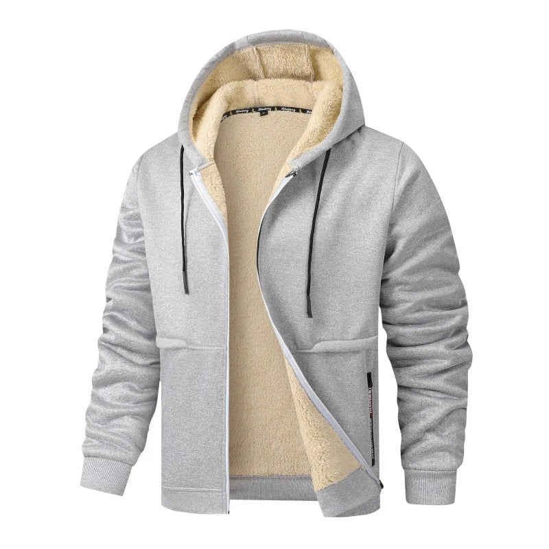 Herren Langarm Kapuzenjacke mit Kordelzug und Taschen 1