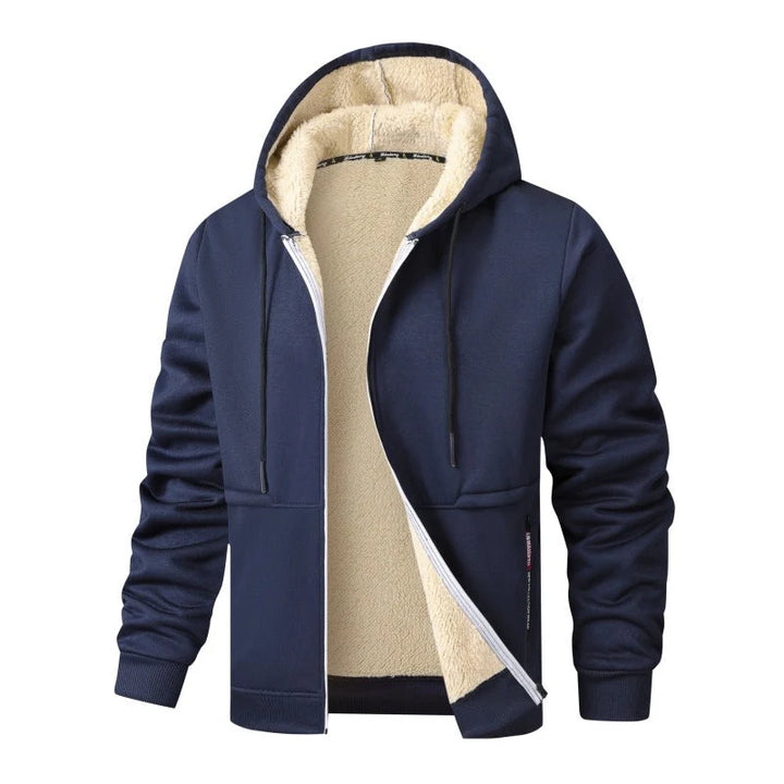 Herren Langarm Kapuzenjacke mit Kordelzug und Taschen 2