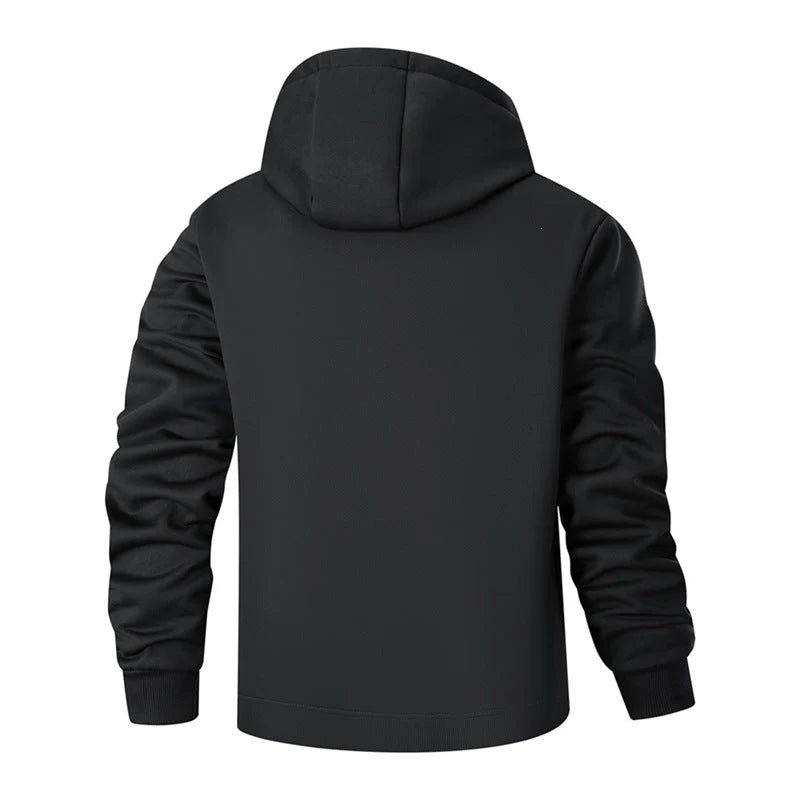 Herren Langarm Kapuzenjacke mit Kordelzug und Taschen 3