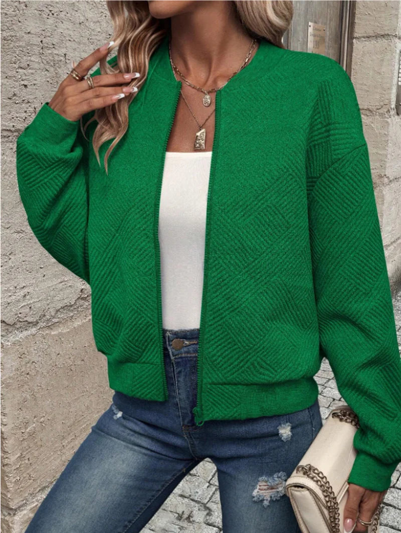 Jessica | Damen Strickjacke mit Reißverschluss und Struktur 1