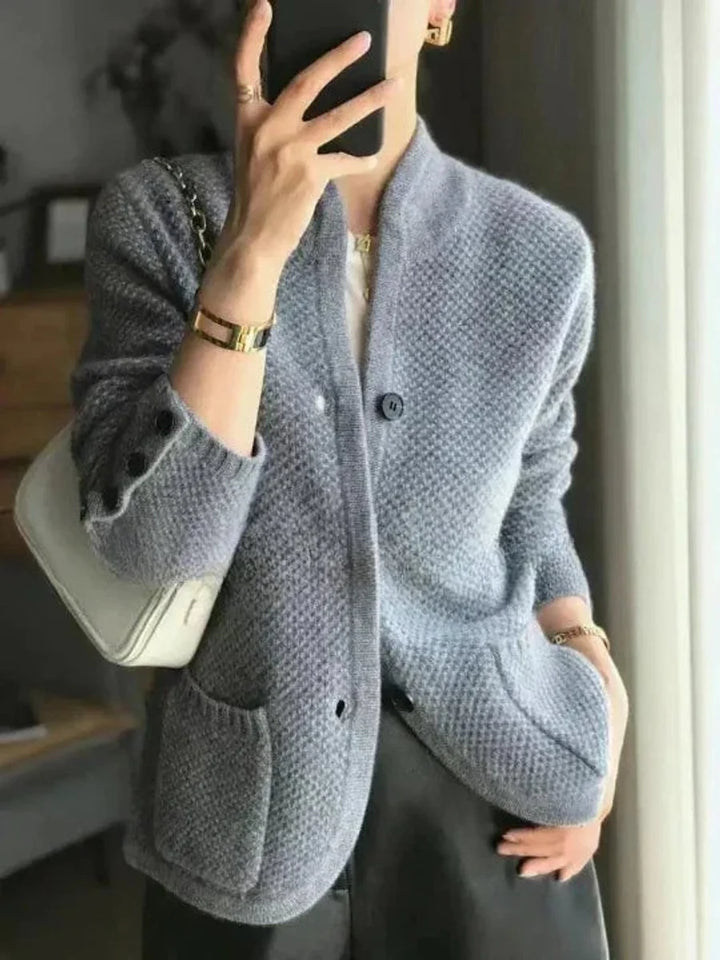 Johanna | Damen Kaschmirwolle Strickjacke Cardigan mit Knopfleiste 1