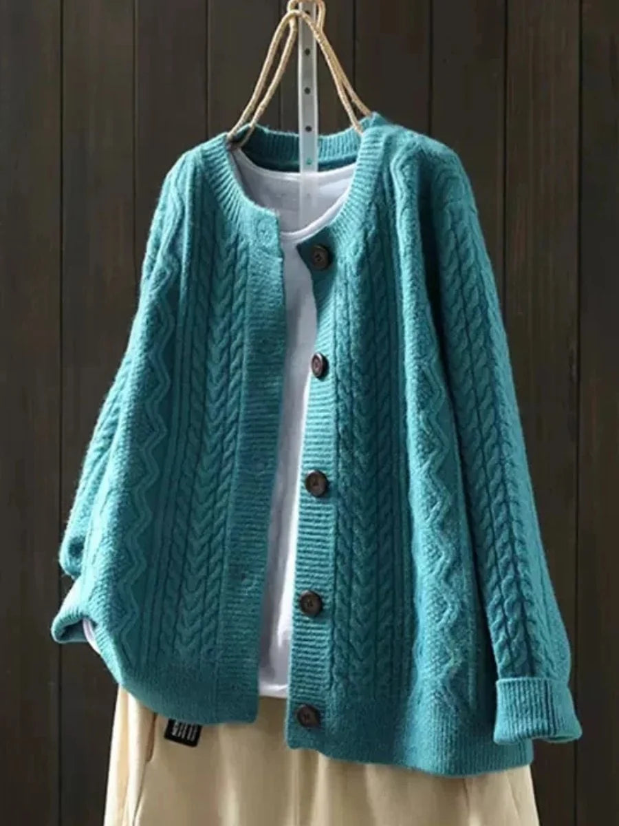 Johanna | Damen Oversized Zopfmuster-Cardigan mit Knopfleiste 5