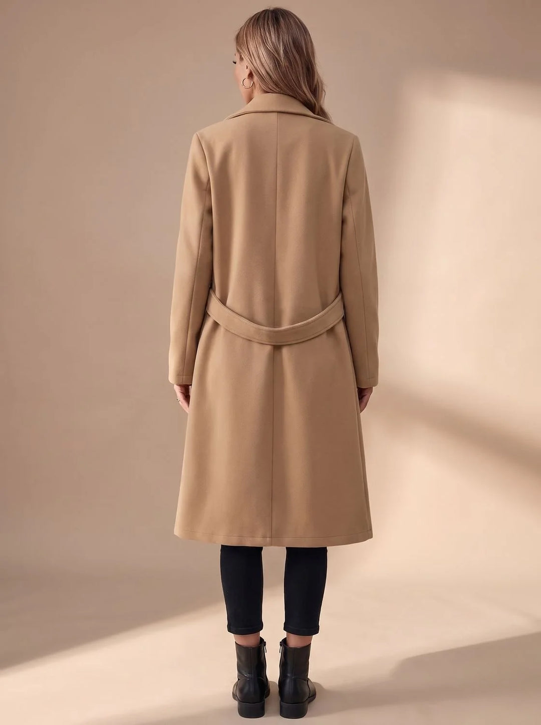 Katharina | Damen Langer Eleganter Wintermantel mit Revers und Seitentaschen 2