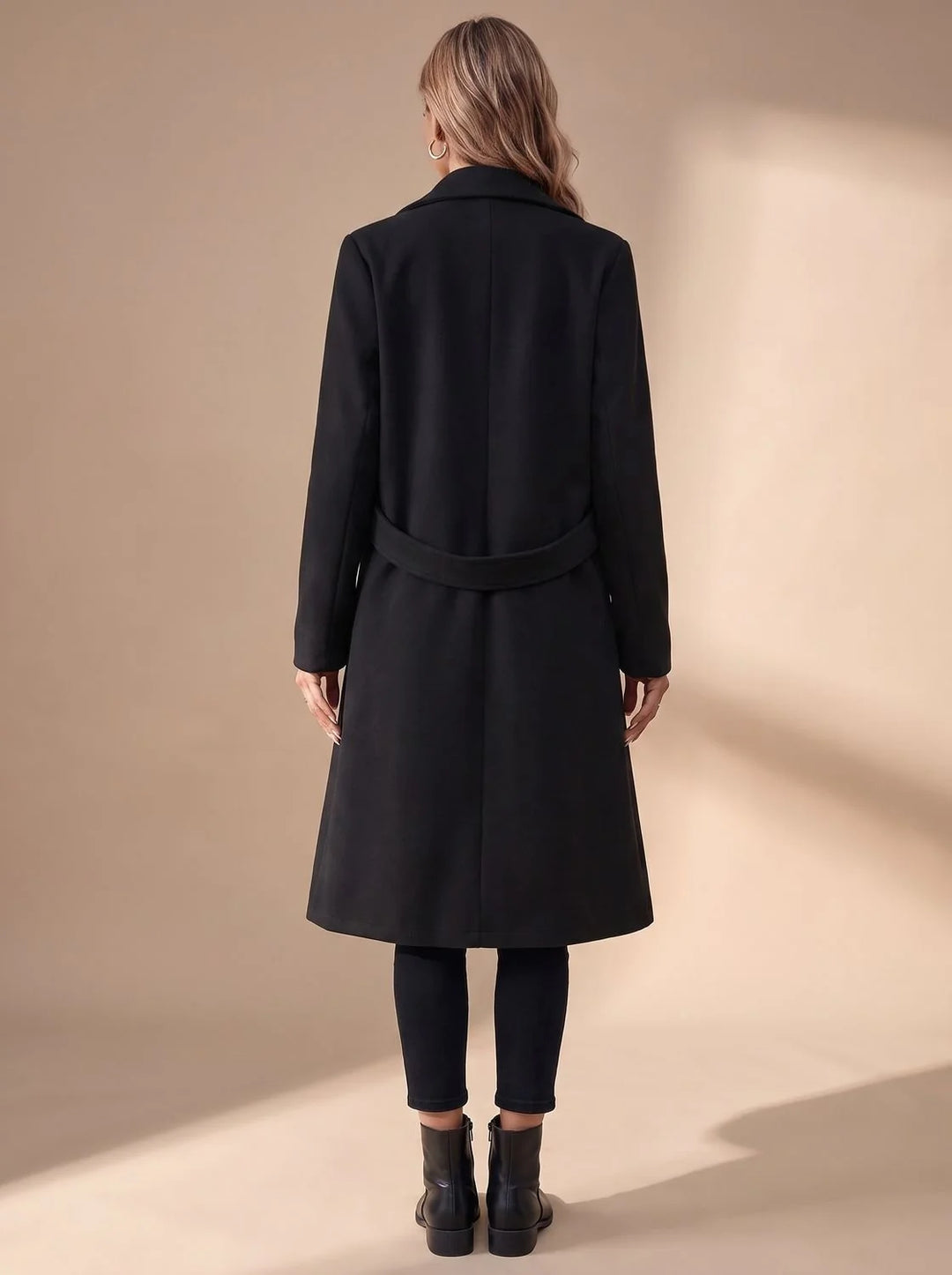 Katharina | Damen Langer Eleganter Wintermantel mit Revers und Seitentaschen 3