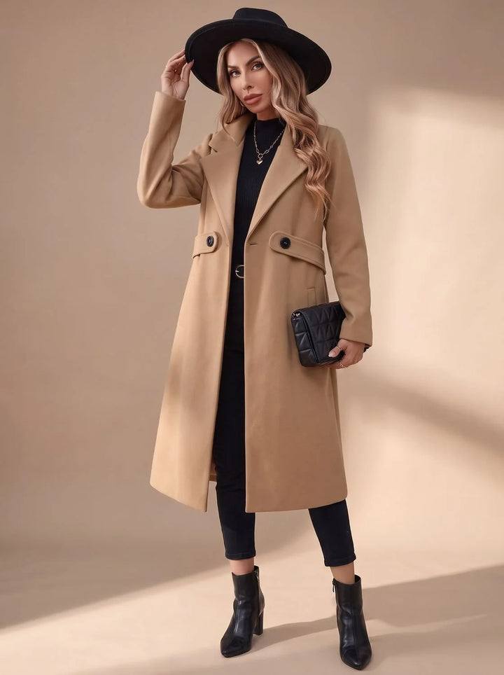 Katharina | Damen Langer Eleganter Wintermantel mit Revers und Seitentaschen 5
