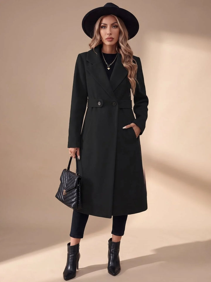 Katharina | Damen Langer Eleganter Wintermantel mit Revers und Seitentaschen 6
