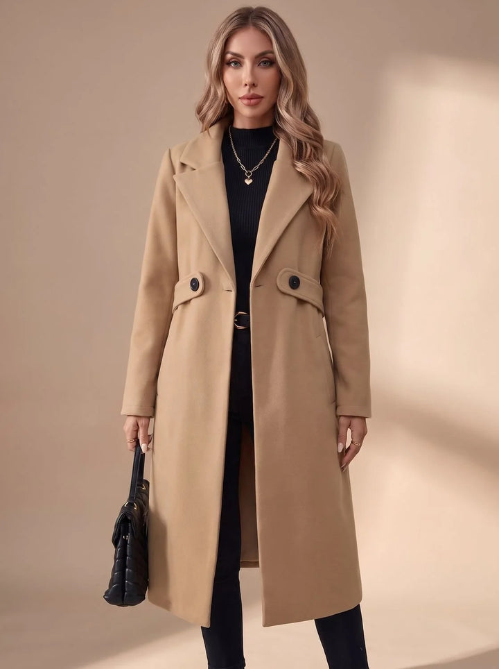 Katharina | Damen Langer Eleganter Wintermantel mit Revers und Seitentaschen 7