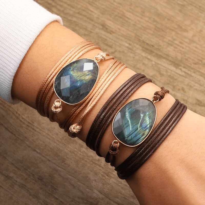 Labradorit-Seil-Wickelarmband – Lunaria 1