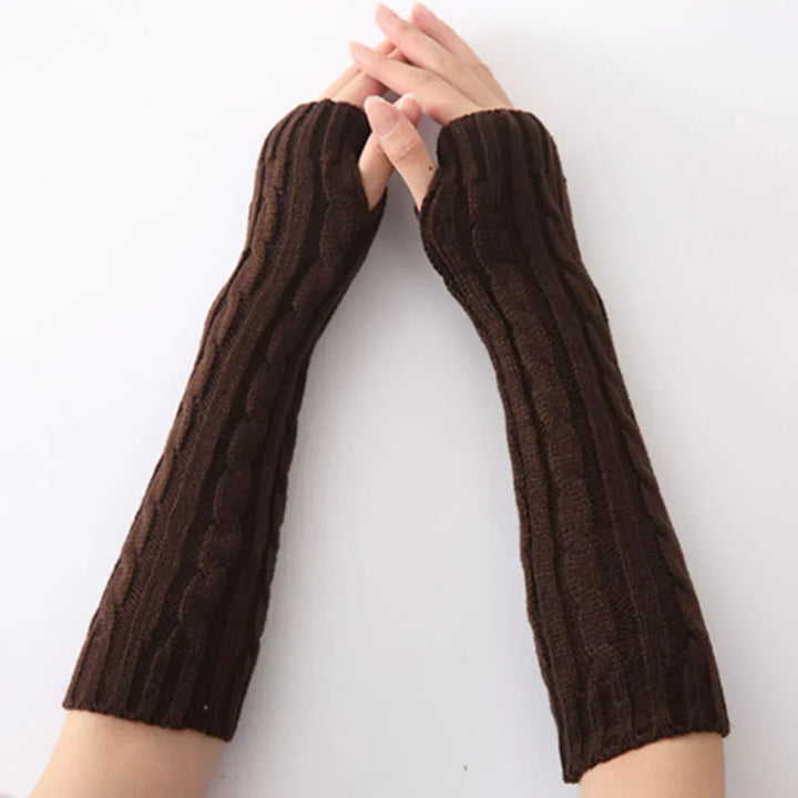 Lange fingerlose Strickhandschuhe (30 cm) 5