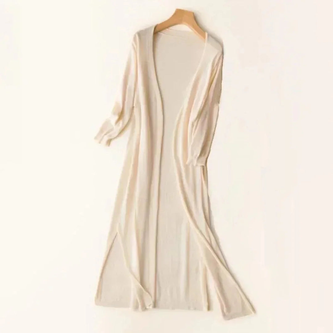 Luisa | Damen Leichter Langer V-Ausschnitt Strick Cardigan 3