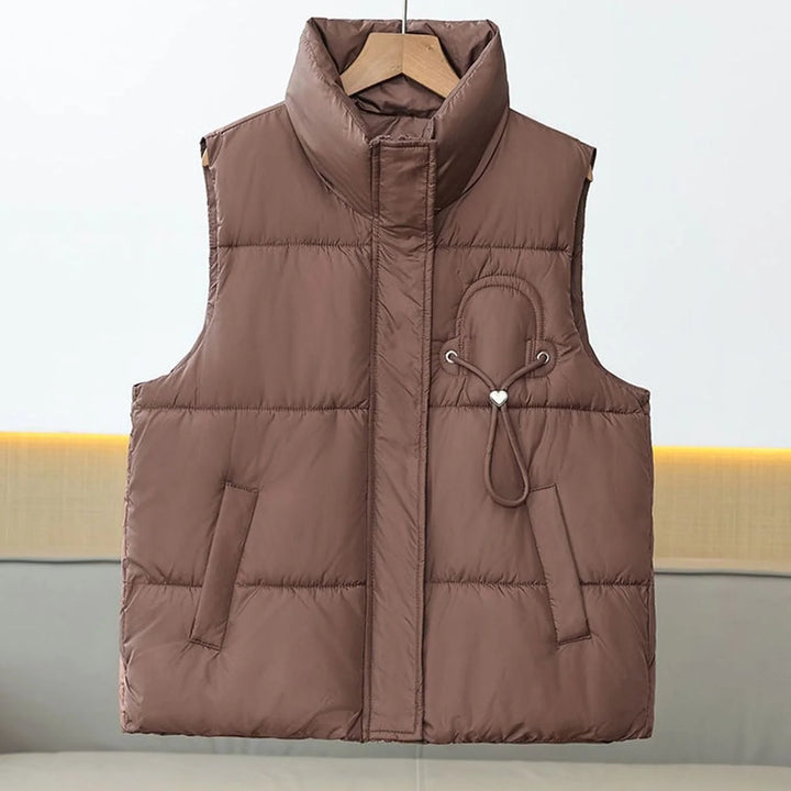 Marie | Damen Steppweste Bodywarmer Stehkragen Kordelapplikation Kurzschnitt 0