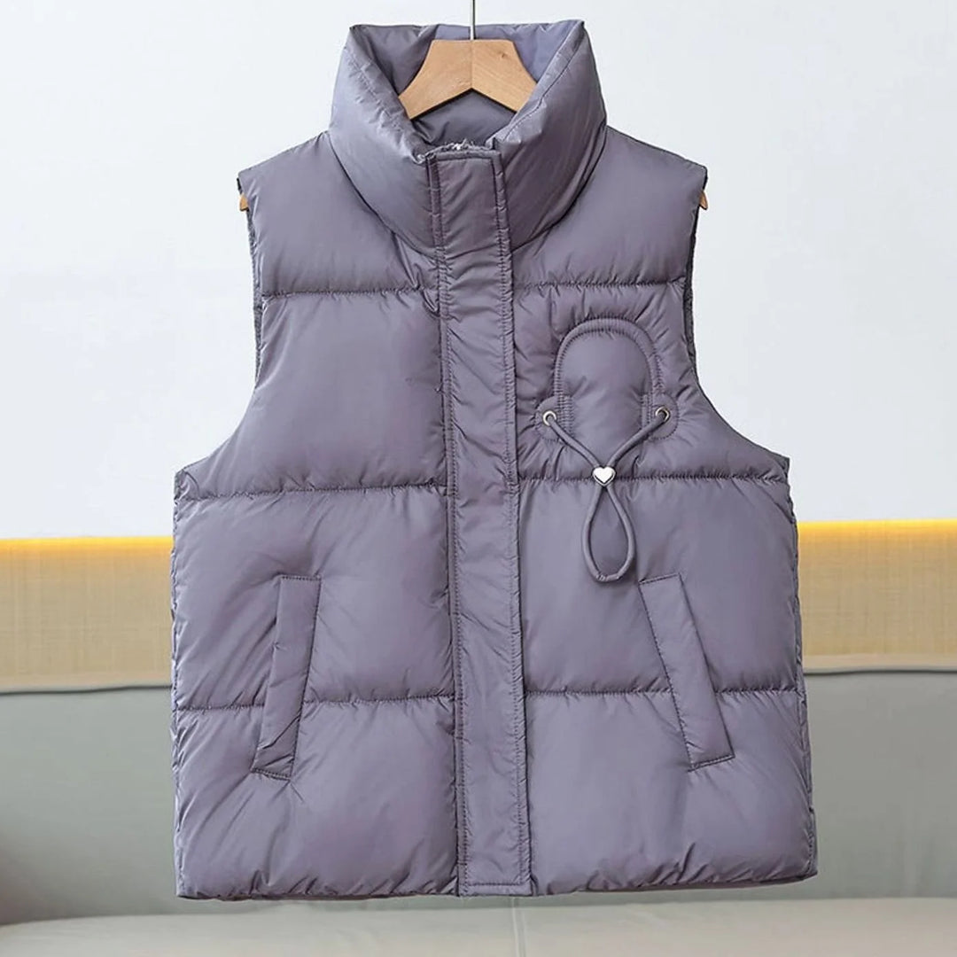Marie | Damen Steppweste Bodywarmer Stehkragen Kordelapplikation Kurzschnitt 3