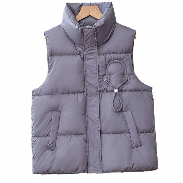 Marie | Damen Steppweste Bodywarmer Stehkragen Kordelapplikation Kurzschnitt 4