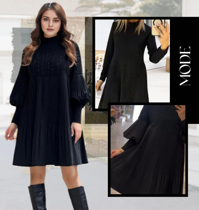 Marlene | Plus-Size Kleid mit Stehkragen und Laternenärmeln 0