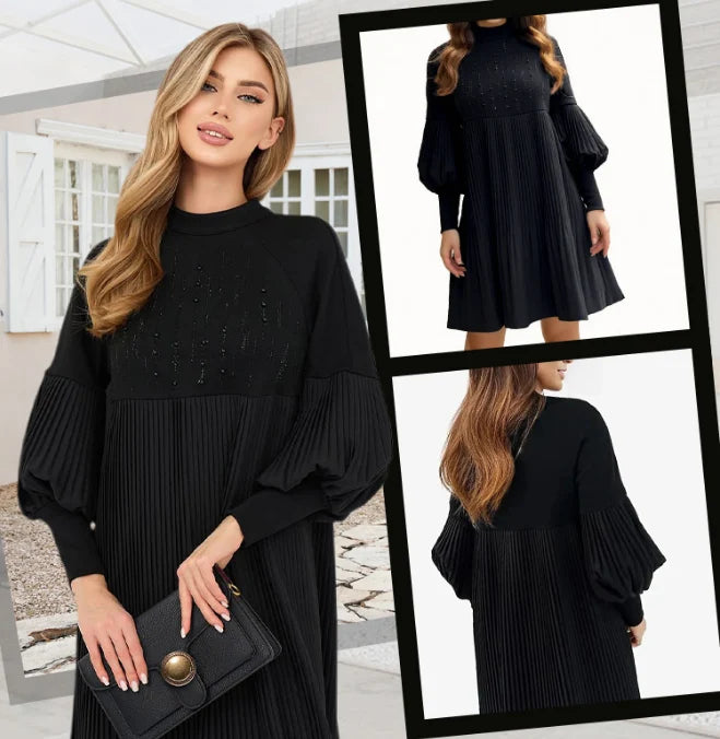 Marlene | Plus-Size Kleid mit Stehkragen und Laternenärmeln 1