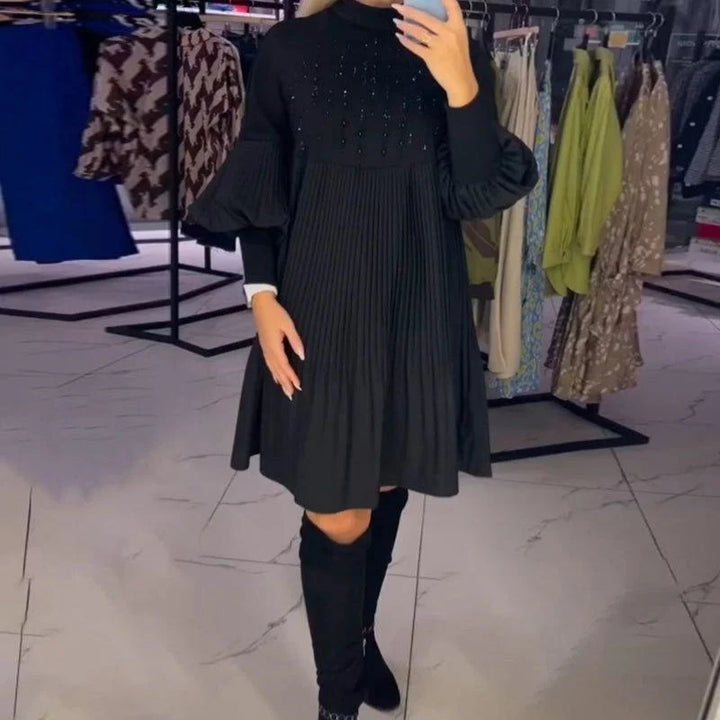 Marlene | Plus-Size Kleid mit Stehkragen und Laternenärmeln 3