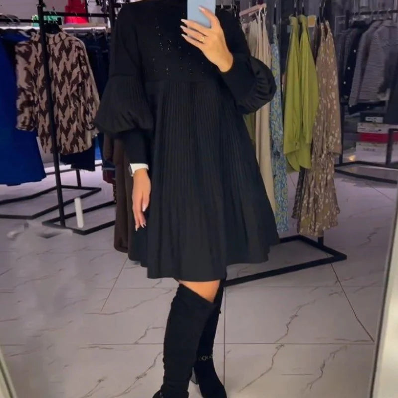 Marlene | Plus-Size Kleid mit Stehkragen und Laternenärmeln 5
