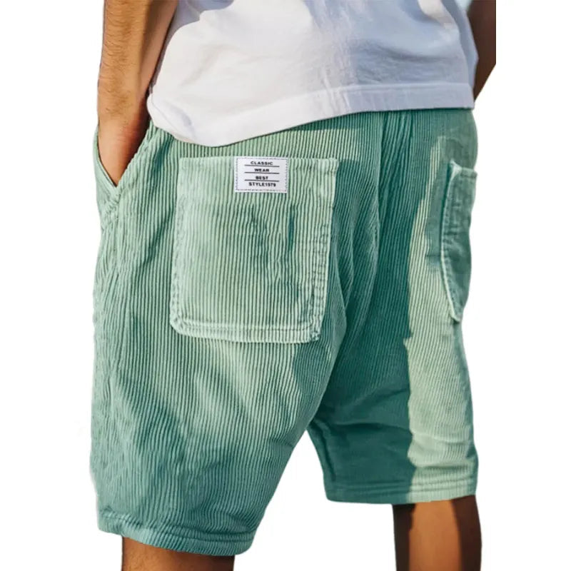 Men's Casual Shorts with Elastic Waistband, Unique Corduroy Texture, Urban Style 3