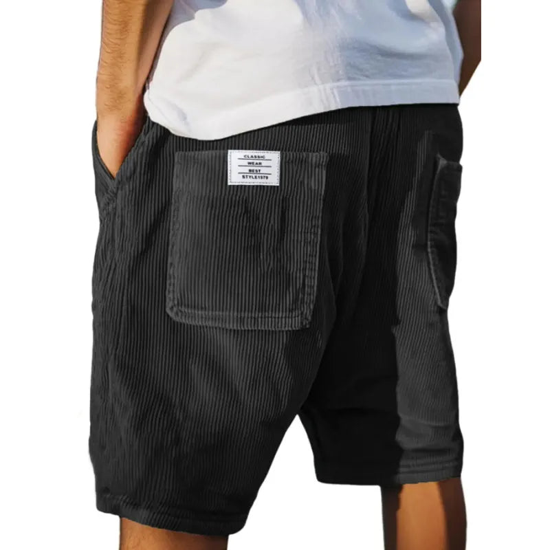 Men's Casual Shorts with Elastic Waistband, Unique Corduroy Texture, Urban Style 4