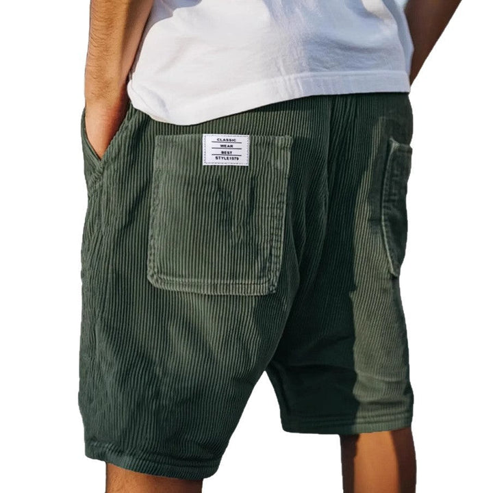 Men's Casual Shorts with Elastic Waistband, Unique Corduroy Texture, Urban Style 5