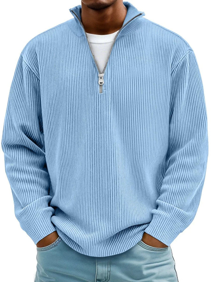 Men's Quarter Zip Sweater with Stand-Up Collar for Casual and Office Wear 0