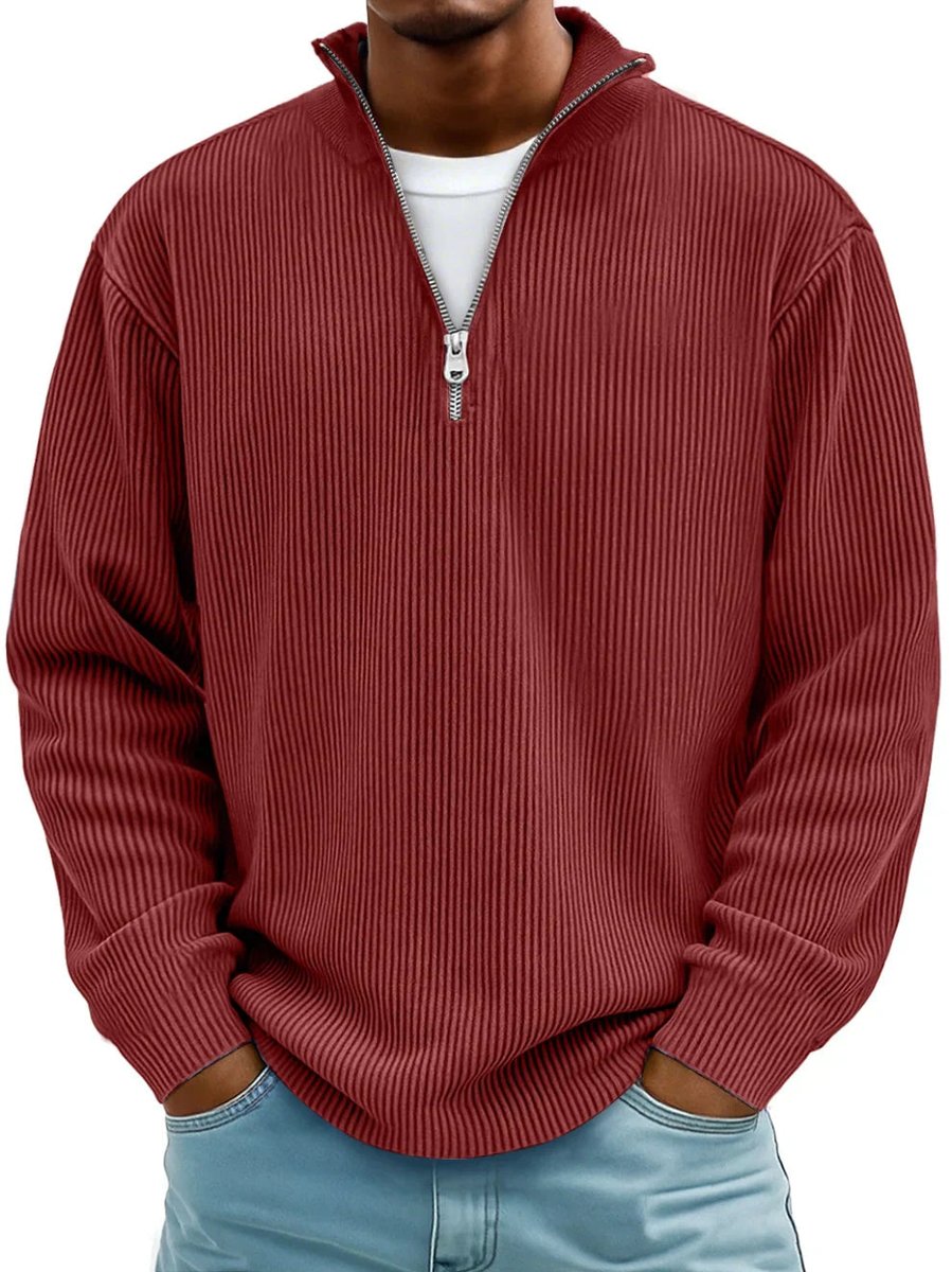 Men's Quarter Zip Sweater with Stand-Up Collar for Casual and Office Wear 1