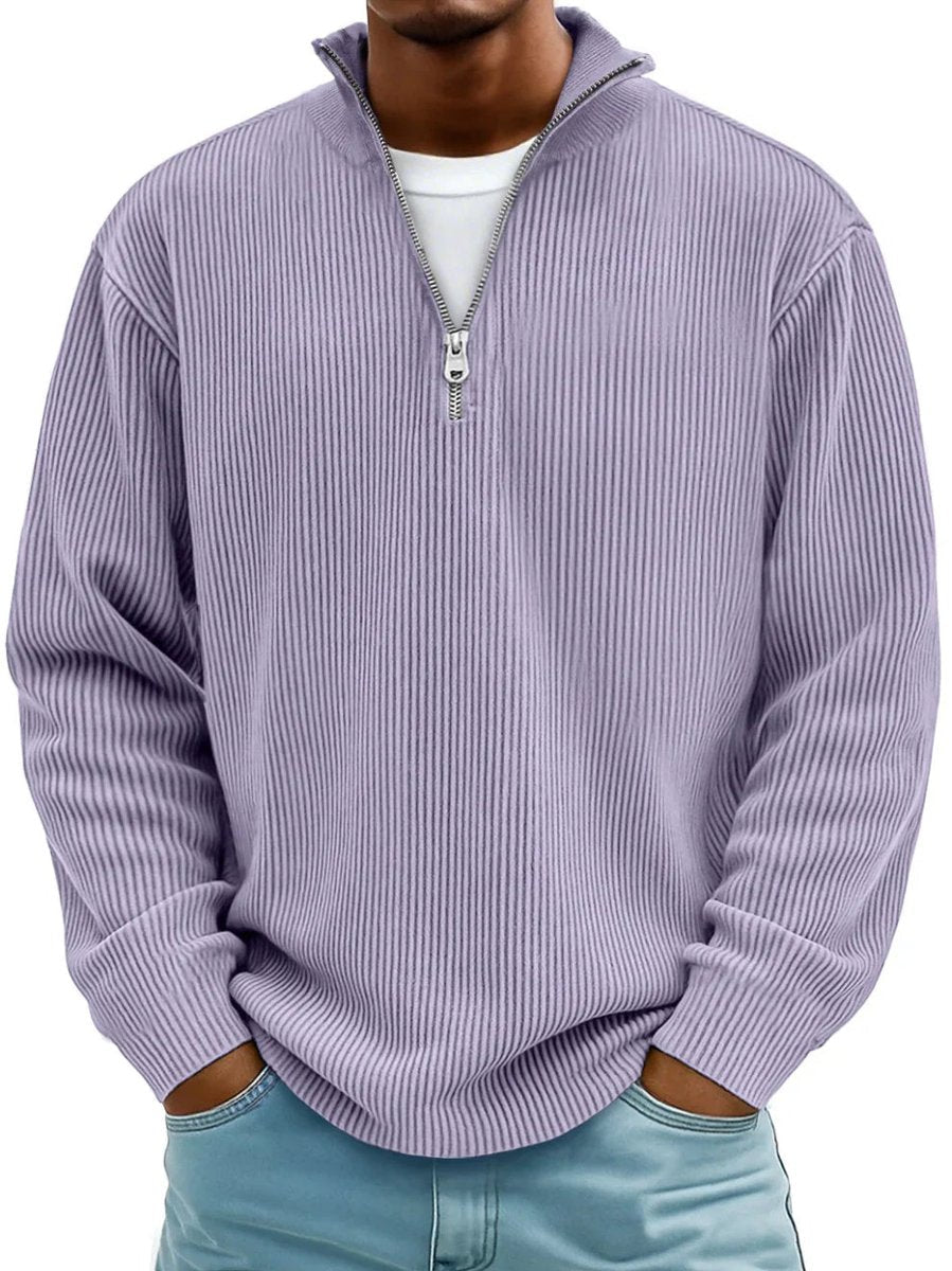 Men's Quarter Zip Sweater with Stand-Up Collar for Casual and Office Wear 2