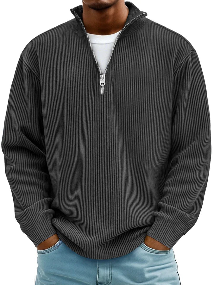 Men's Quarter Zip Sweater with Stand-Up Collar for Casual and Office Wear 3