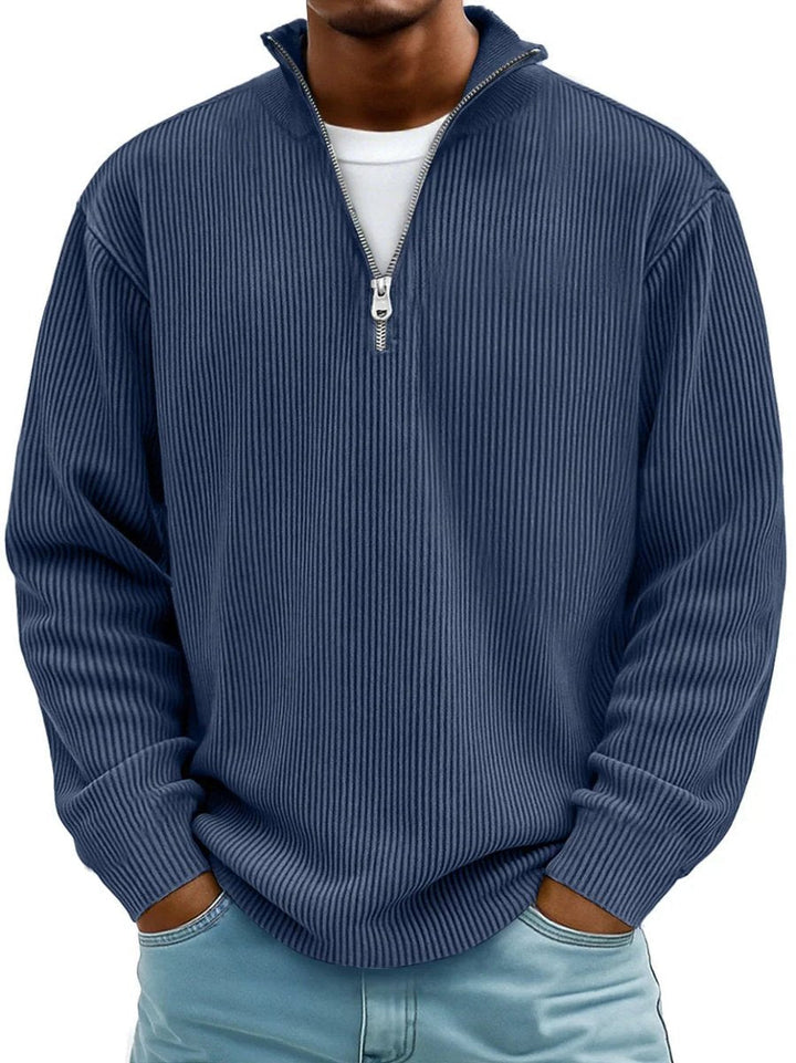 Men's Quarter Zip Sweater with Stand-Up Collar for Casual and Office Wear 5
