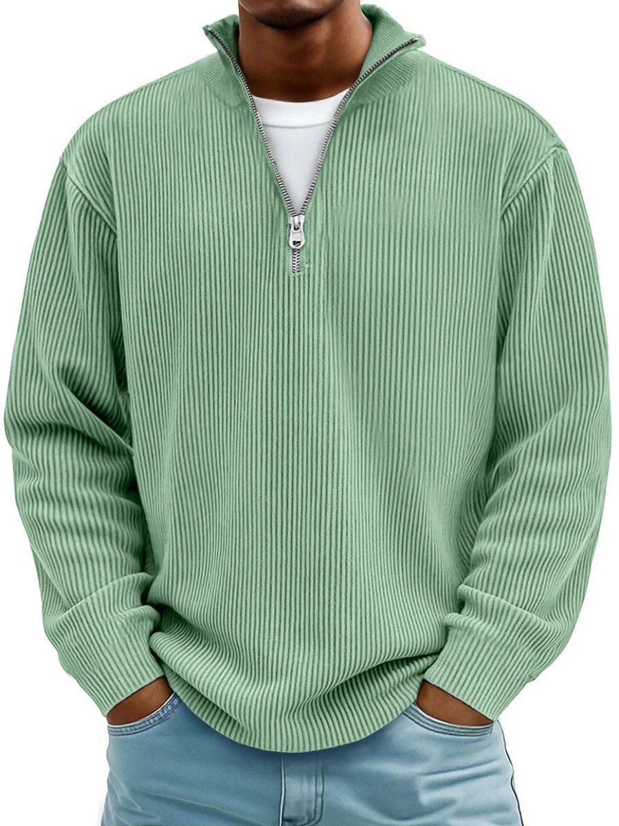 Men's Quarter Zip Sweater with Stand-Up Collar for Casual and Office Wear 7