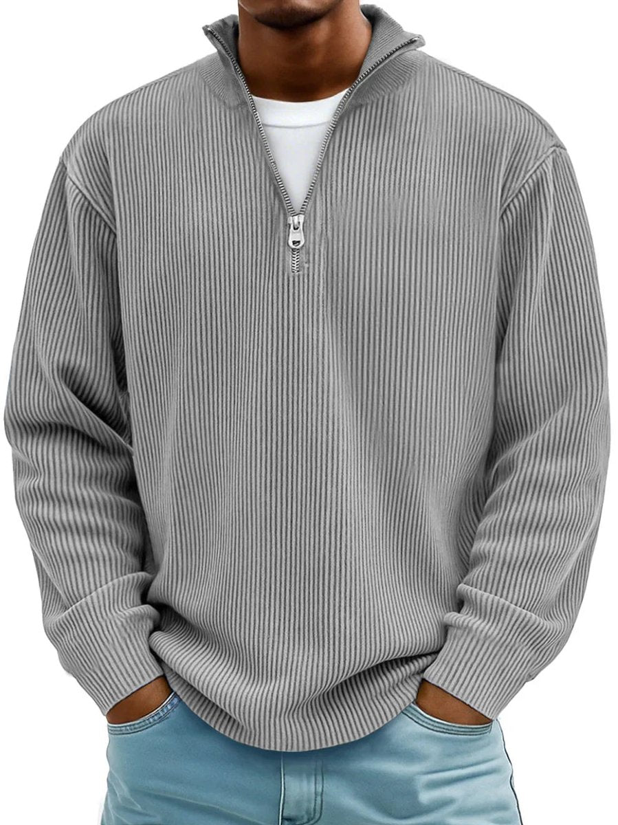 Men's Quarter Zip Sweater with Stand-Up Collar for Casual and Office Wear 8